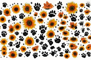 Sunflowers with paw prints tattoo idea