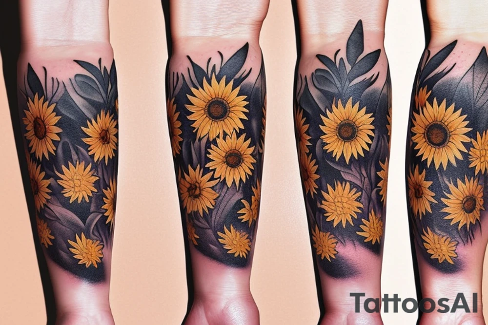 Sunflowers with paw prints tattoo idea