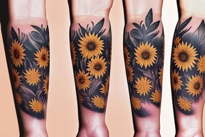 Sunflowers with paw prints tattoo idea