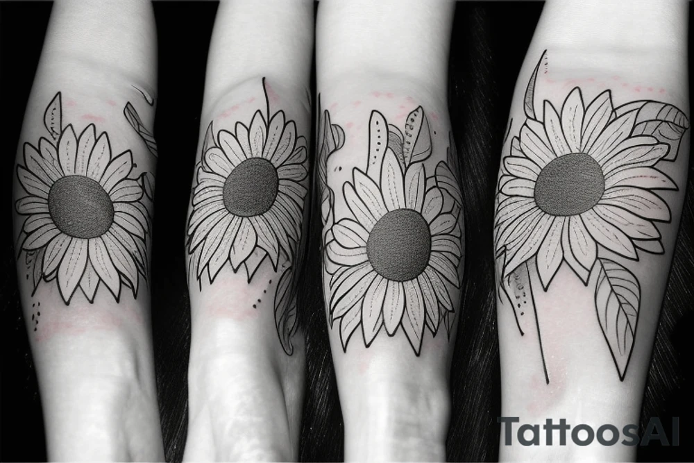 Sunflowers with paw prints tattoo idea