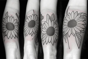 Sunflowers with paw prints tattoo idea