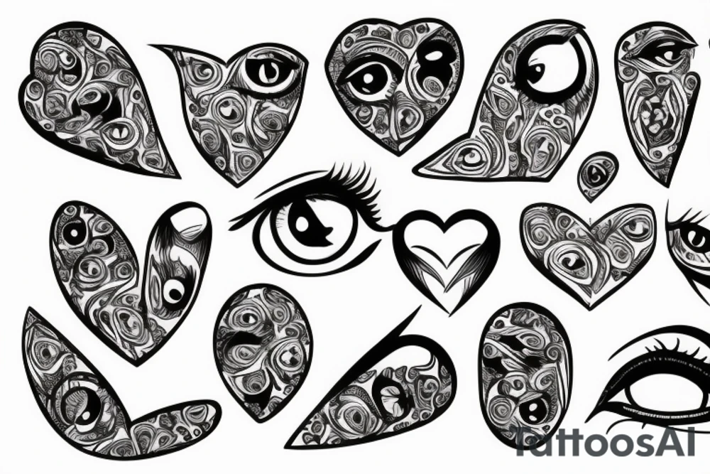 eyes with heart tattoo idea