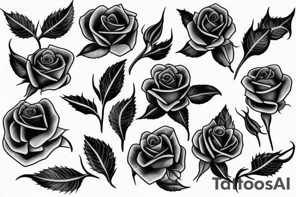 roses neotrad tattoo idea