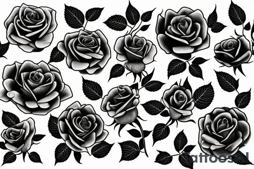 roses neotrad tattoo idea