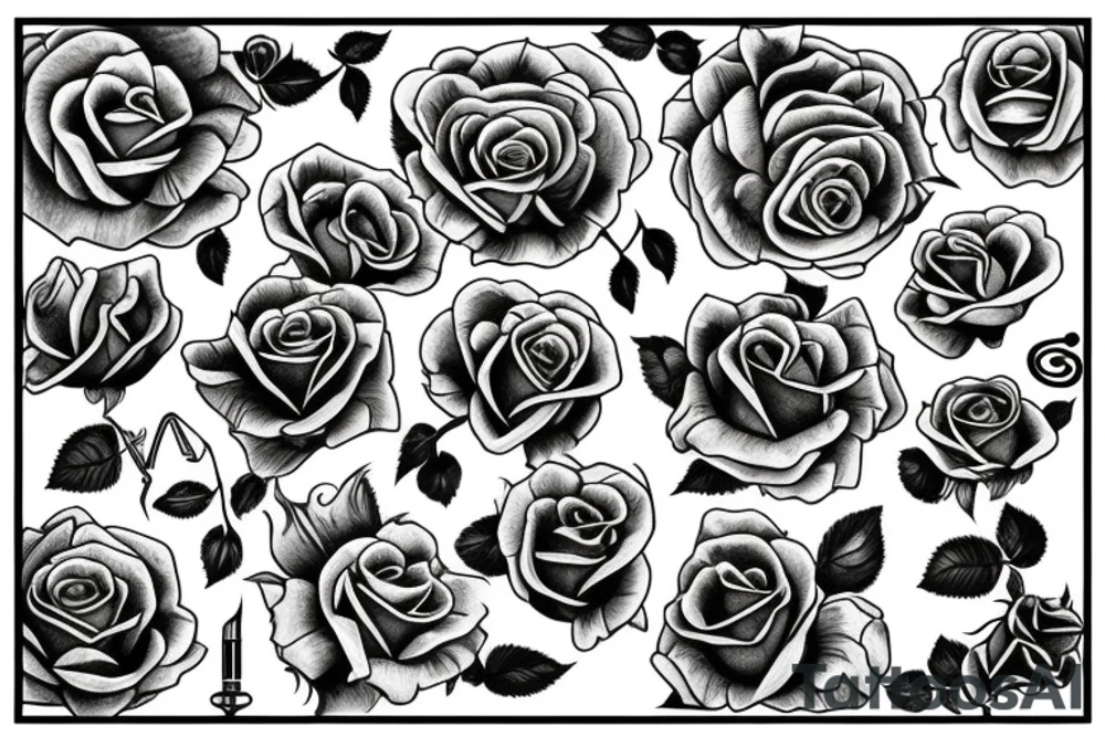 roses neotrad tattoo idea