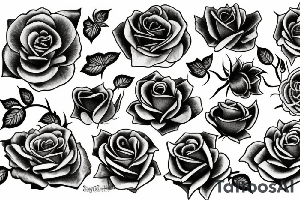 roses neotrad tattoo idea