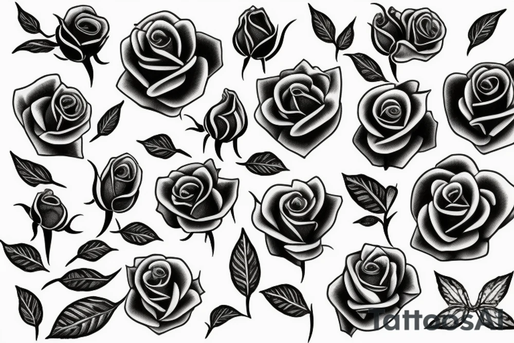 roses neotrad tattoo idea
