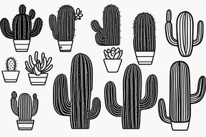 simple unique cactus no shading tattoo idea