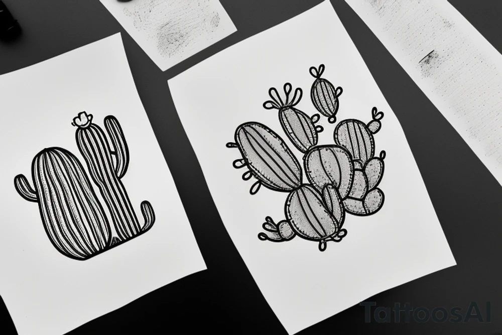 simple unique cactus no shading tattoo idea