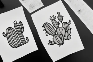 simple unique cactus no shading tattoo idea