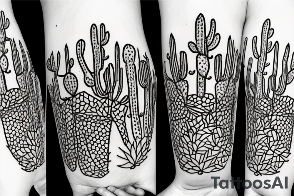 simple unique cactus no shading arizona tattoo idea