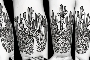 simple unique cactus no shading arizona tattoo idea