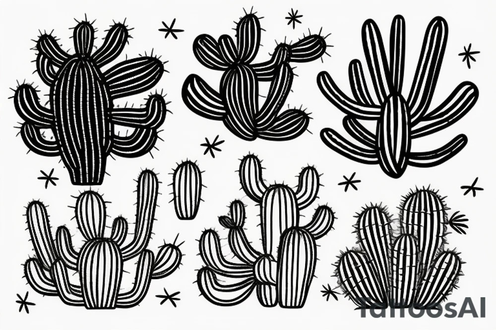 simple unique cactus no shading arizona tattoo idea