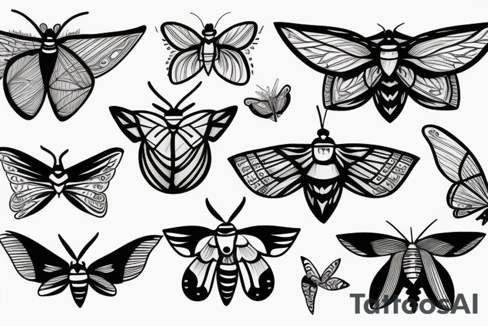 moth line work tattoo idea