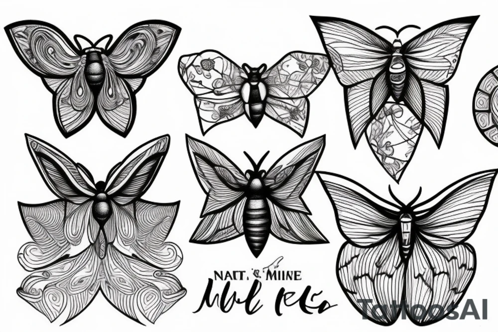 moth line work tattoo idea