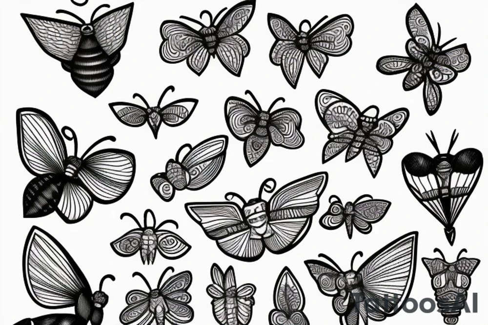 moth line work no shading tattoo idea