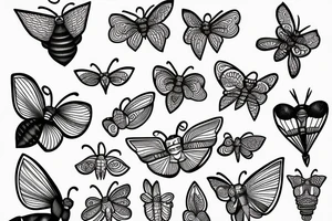 moth line work no shading tattoo idea