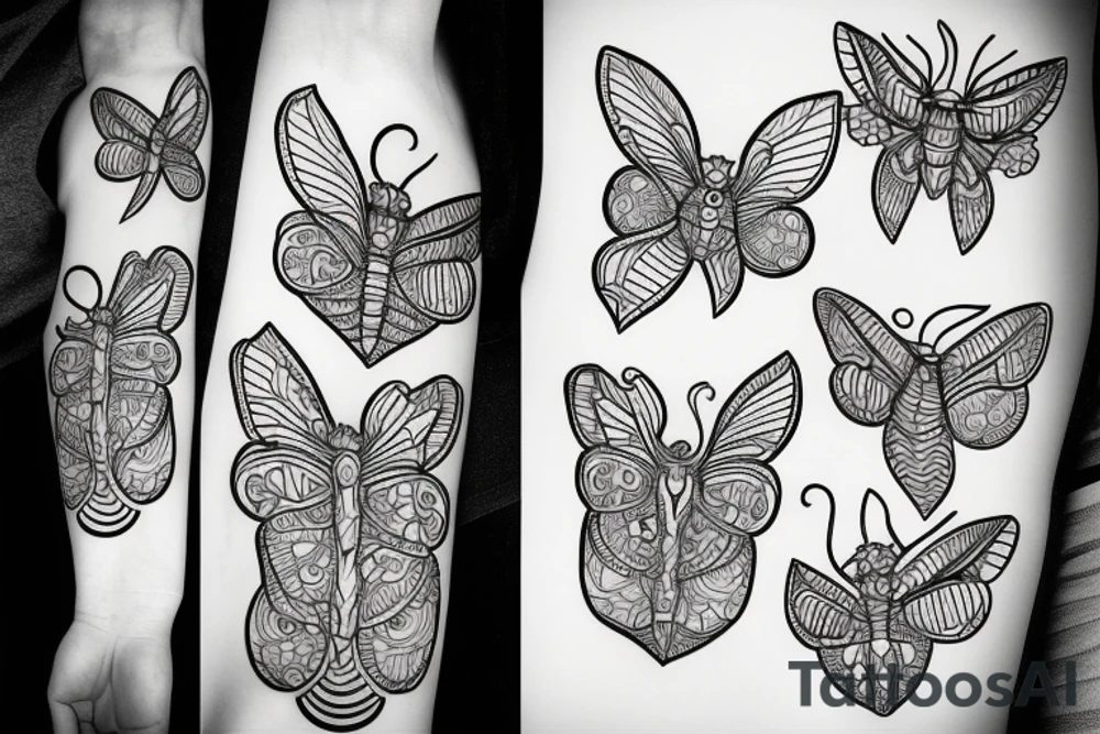 moth line work no shading tattoo idea