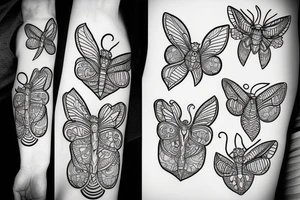 moth line work no shading tattoo idea