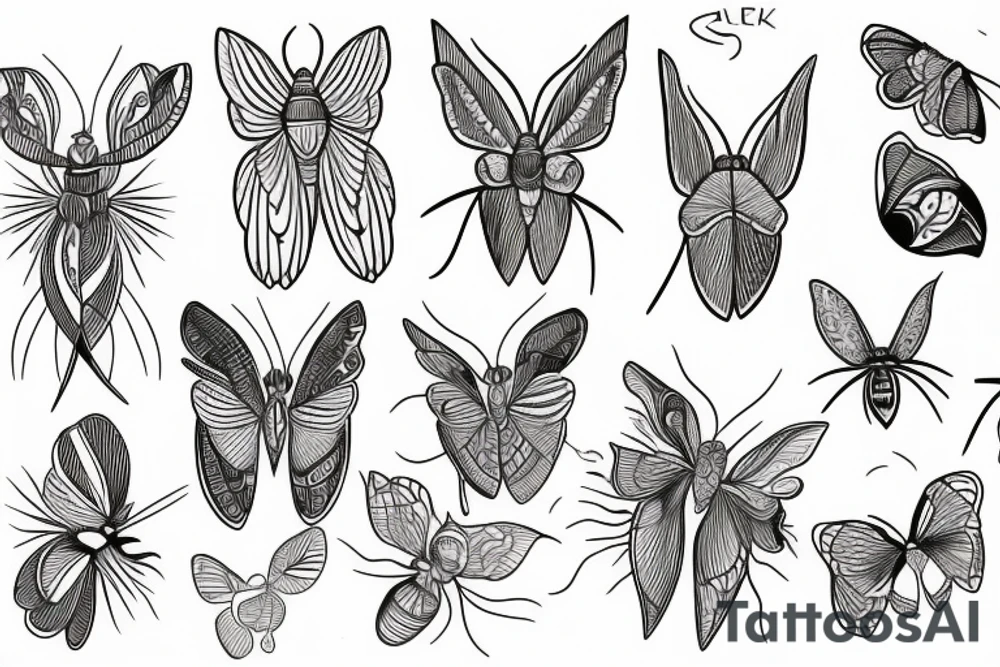 moth line work no shading tattoo idea