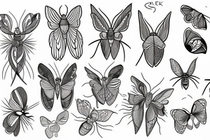 moth line work no shading tattoo idea