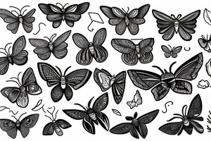 moth line work no shading tattoo idea