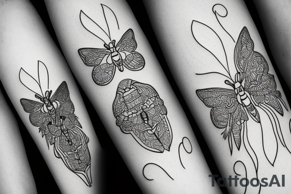moth line work no shading tattoo idea
