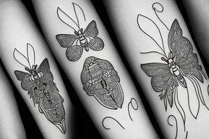 moth line work no shading tattoo idea
