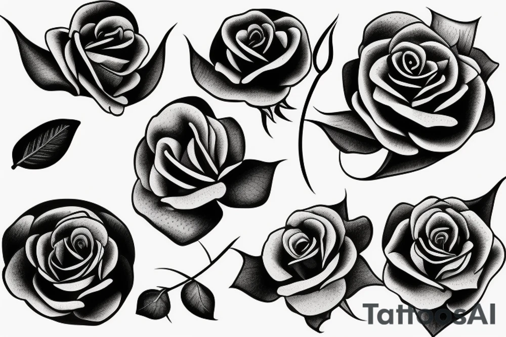 rose line drawing tattoo idea