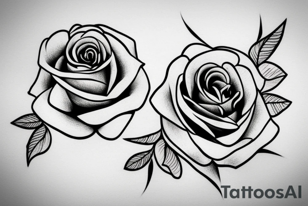 rose line drawing tattoo idea