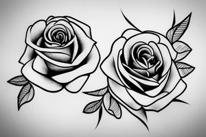 rose line drawing tattoo idea