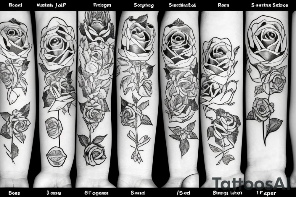 rose line drawing tattoo idea