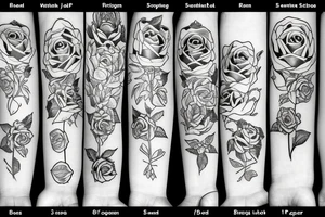 rose line drawing tattoo idea