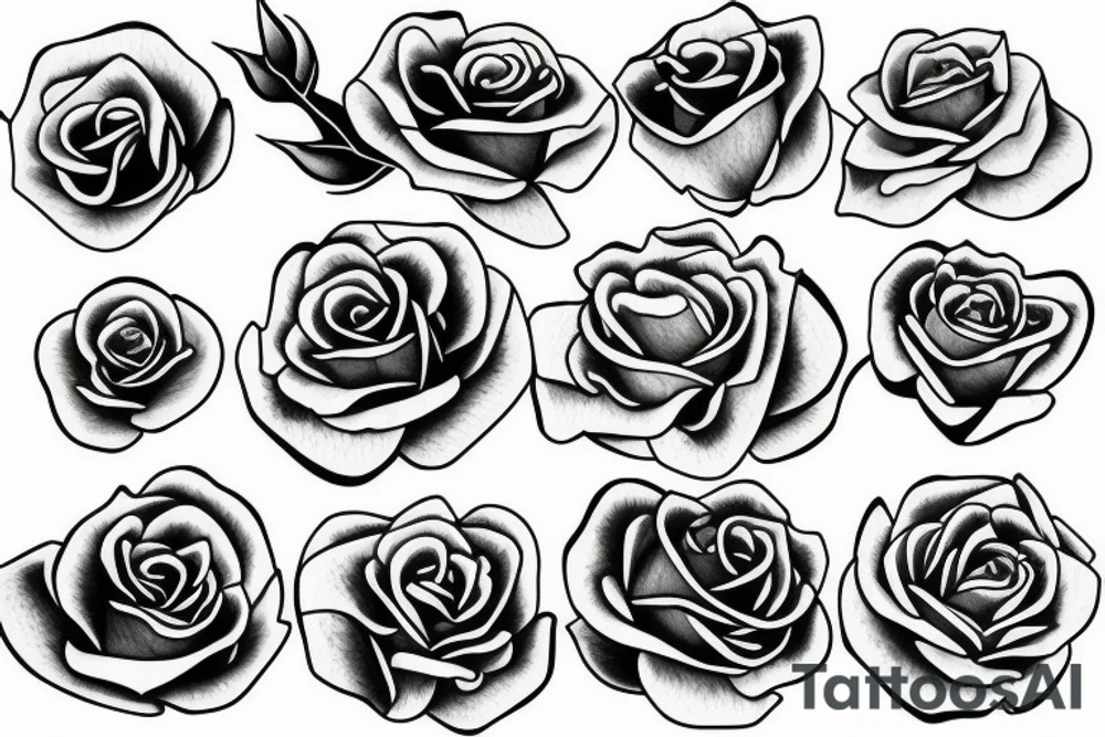 rose line drawing tattoo idea