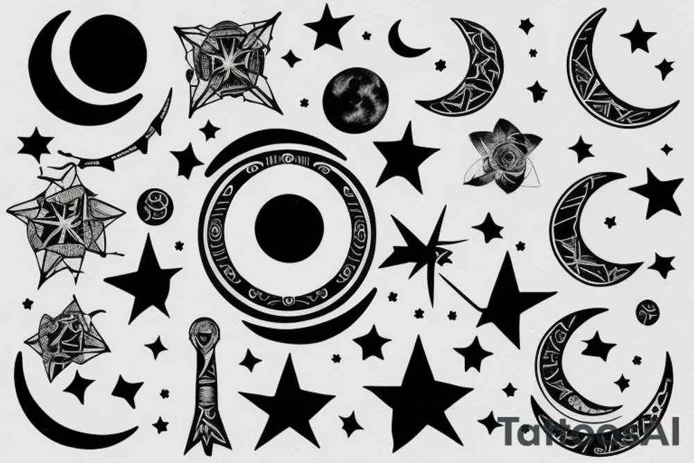 a moon drawing tattoo idea