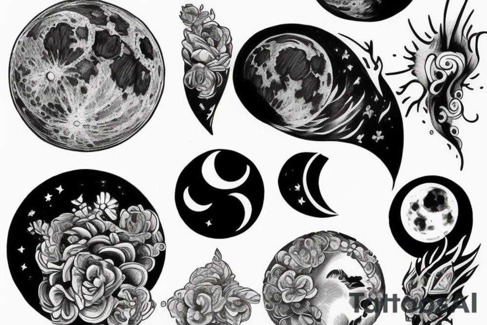 a moon drawing tattoo idea
