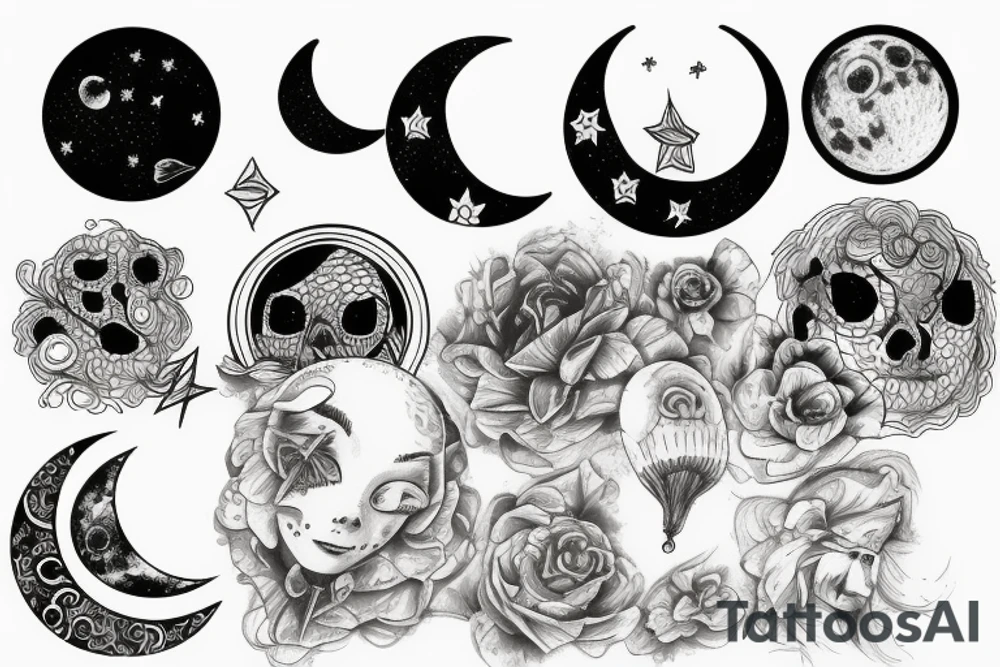 a moon drawing tattoo idea