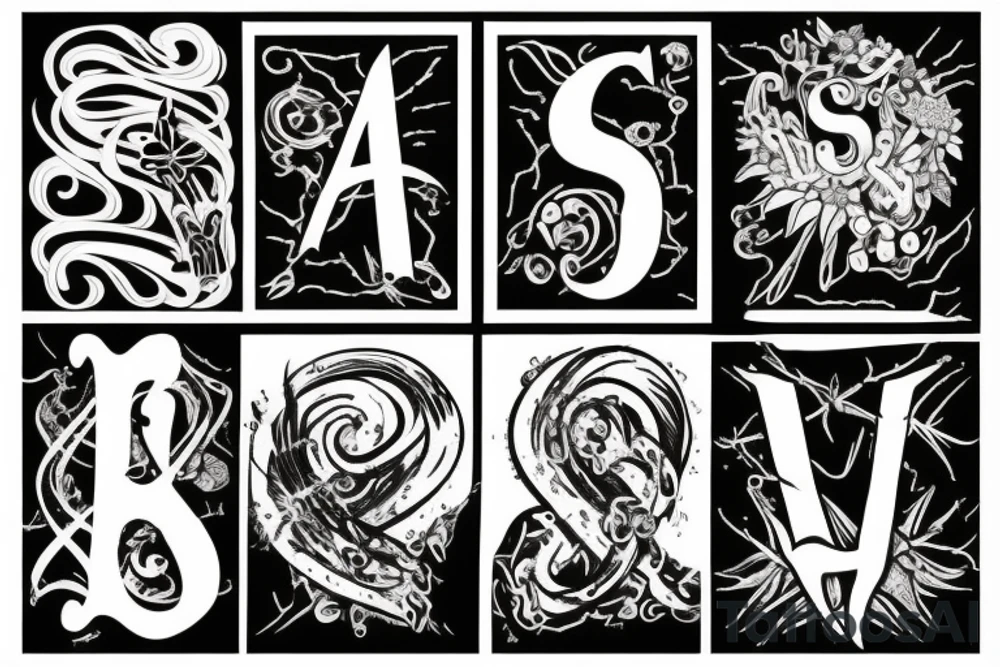 the letters S T R tattoo idea