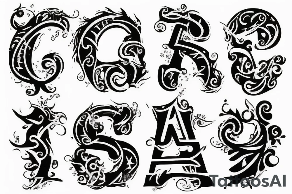 the letters S T R tattoo idea