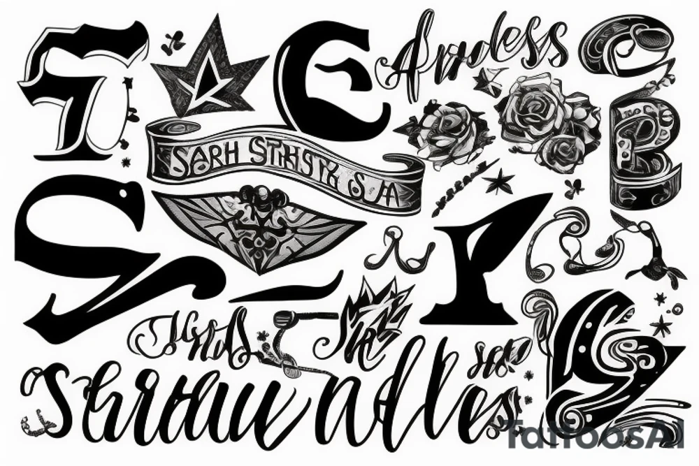 the letters S T R tattoo idea