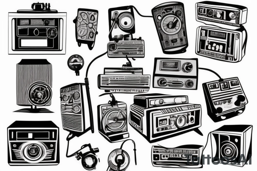 an old school radio from the future tattoo idea