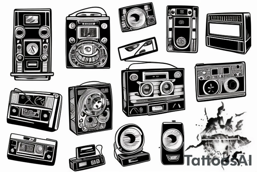 an old school radio from the future tattoo idea