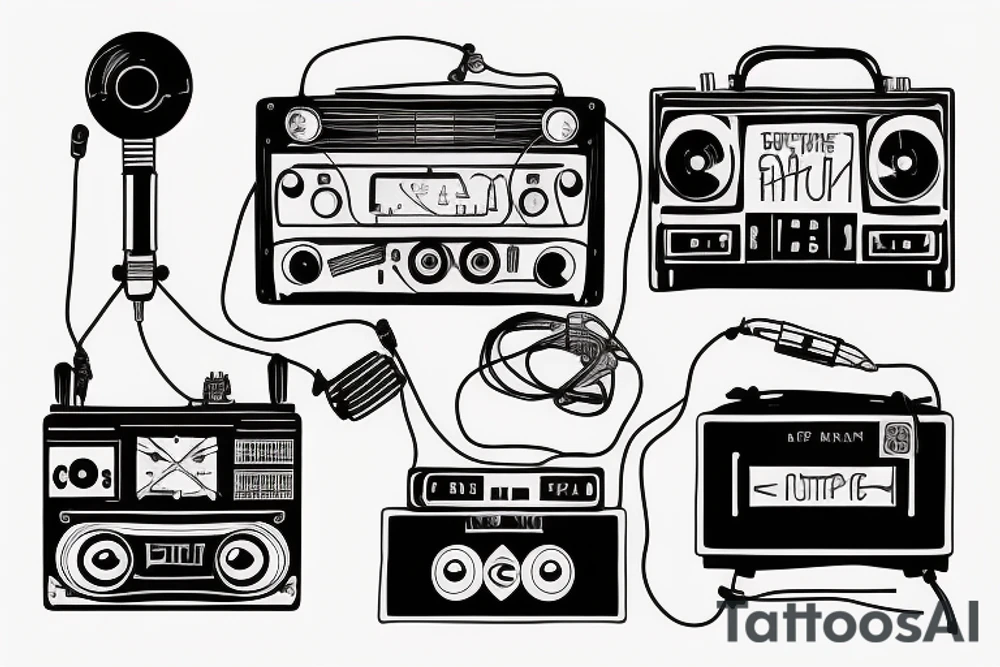 an old school radio from the future tattoo idea