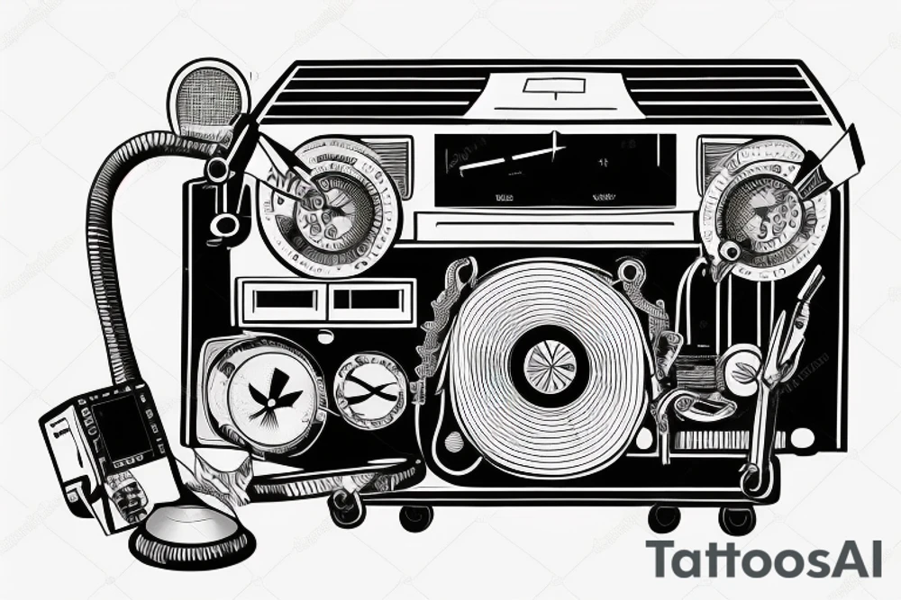 an old school radio from the future tattoo idea