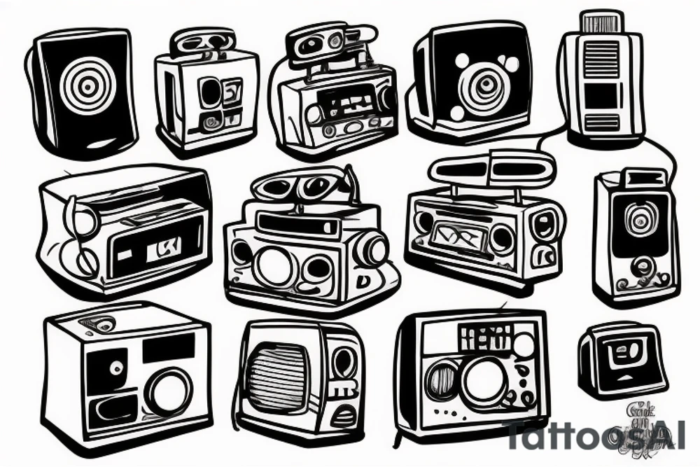an old school radio from the future tattoo idea