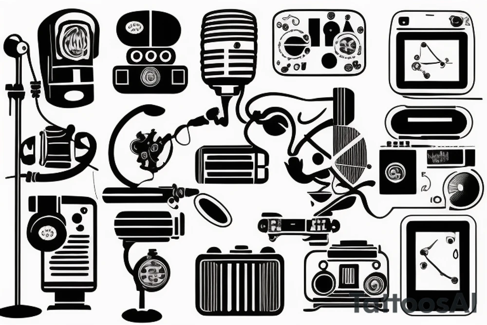 futuristic radio tattoo idea
