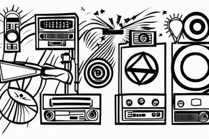 small town radio vibe city scape tattoo idea