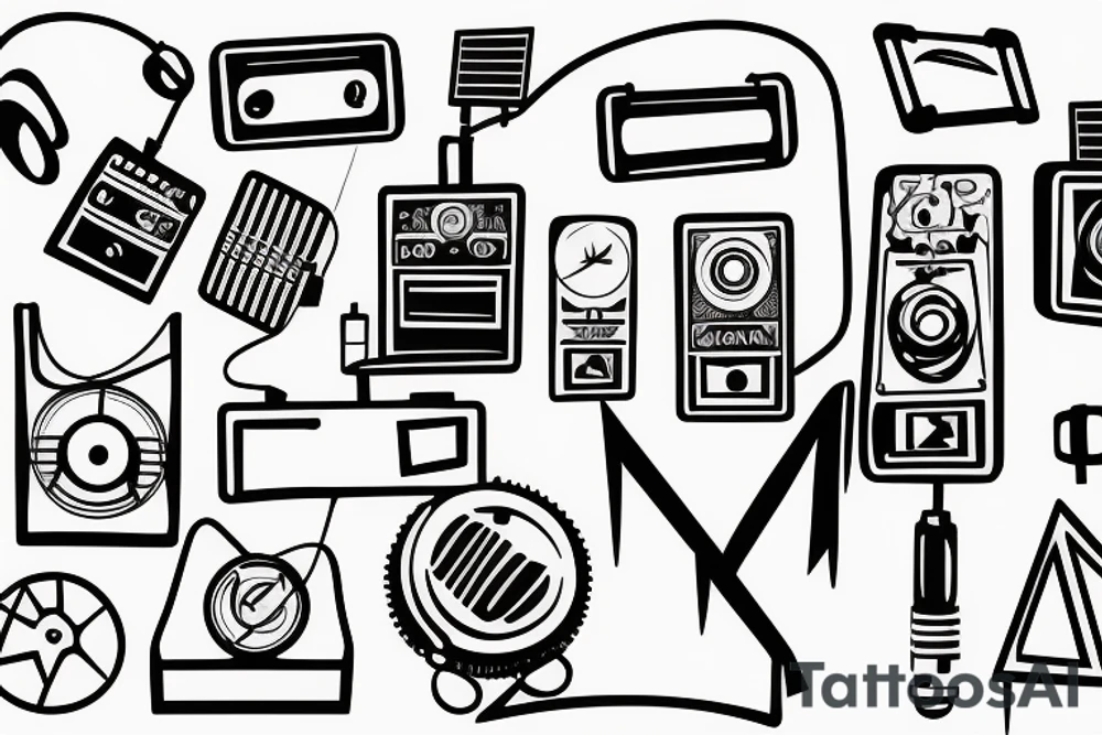 small town radio vibe city scape tattoo idea
