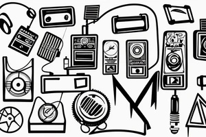 small town radio vibe city scape tattoo idea