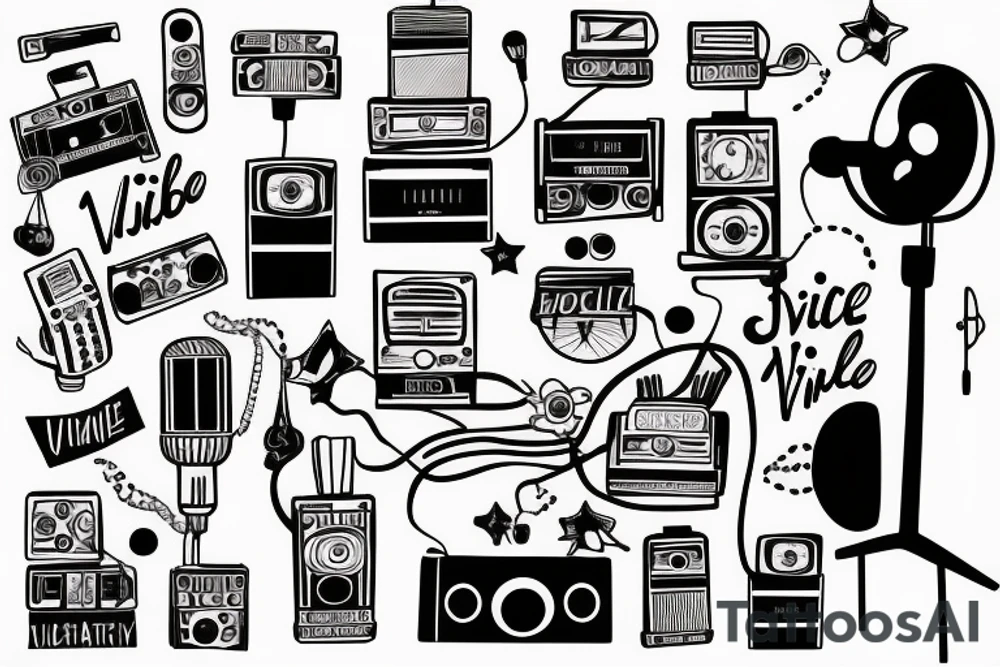 small town radio vibe city scape tattoo idea